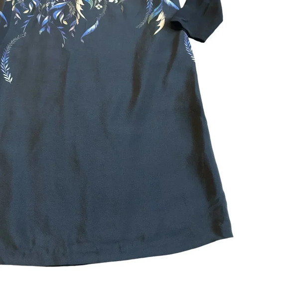 Reiss 1971 Black Silk Shift Dress Floral 3/4 Sleeve Flowy Party Size 4 Women's - Picture 5 of 12